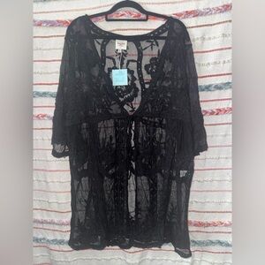 Hayden Black Floral Lace Kimono